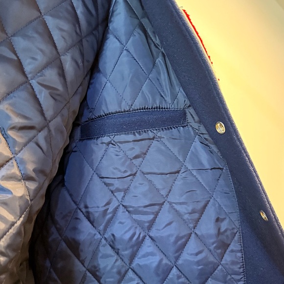 Supreme Praises Varsity Navy Blue Padded Jacket - Picture 10 of 12